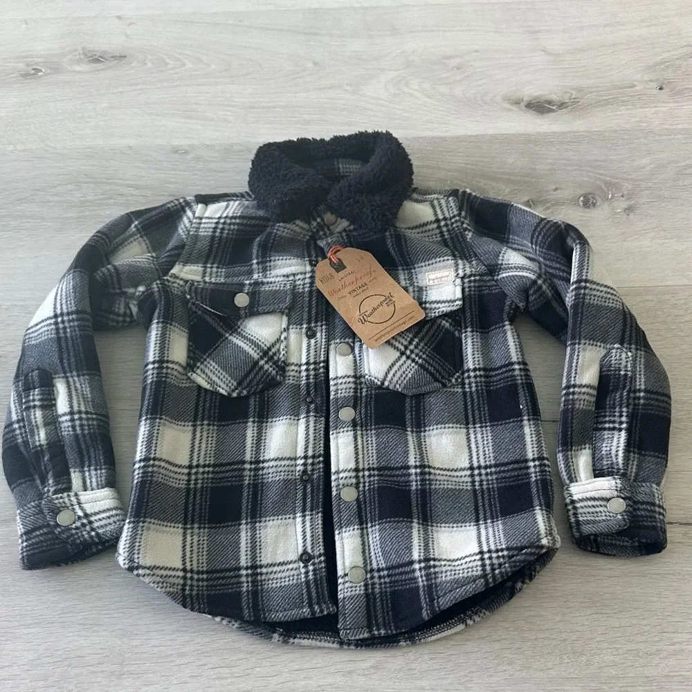 Original Weatherproof Vintage Sherpa Lined Plaid Shirt Jacket Black 4 NWT